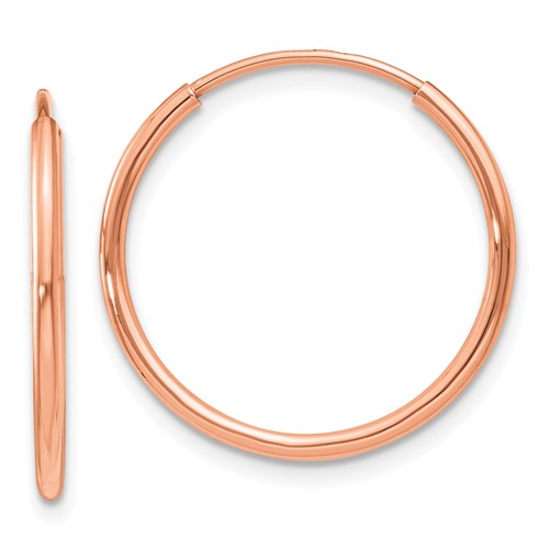 14k Rose Gold 1.2x20mm Polished Endless Tube Hoop Earrings