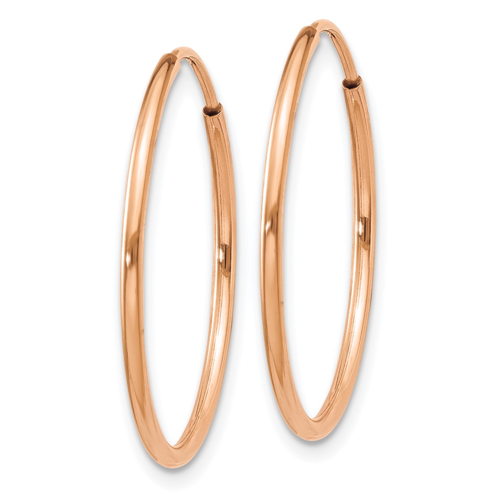 14k Rose Gold 1.2mm Polished Endless Hoop Earrings (XY1237)