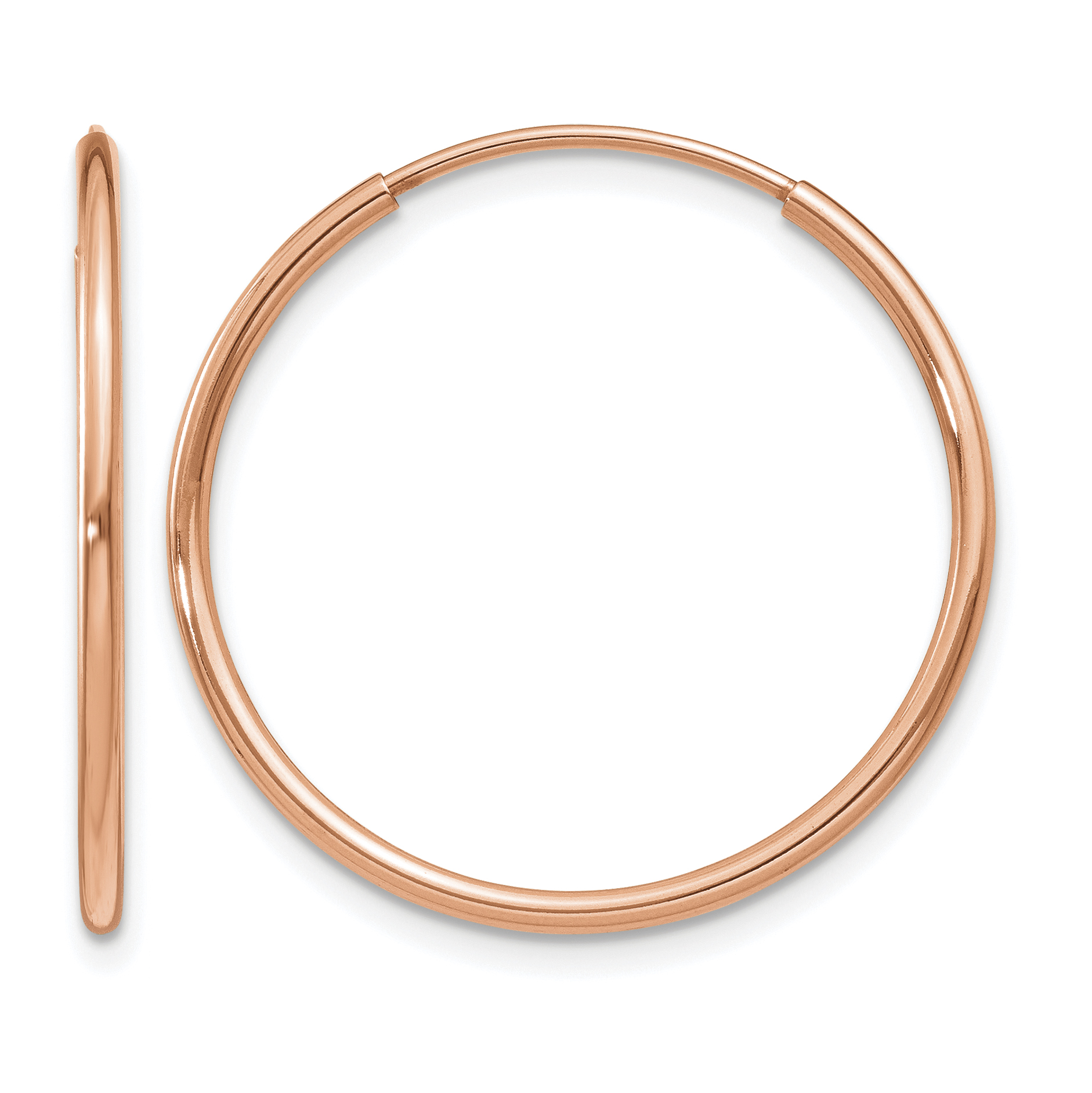 14k Rose Gold 1.2mm Polished Endless Hoop Earrings (XY1237)