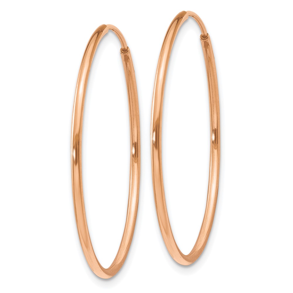 14k Rose Gold 1.2mm Polished Endless Hoop Earrings (XY1238)