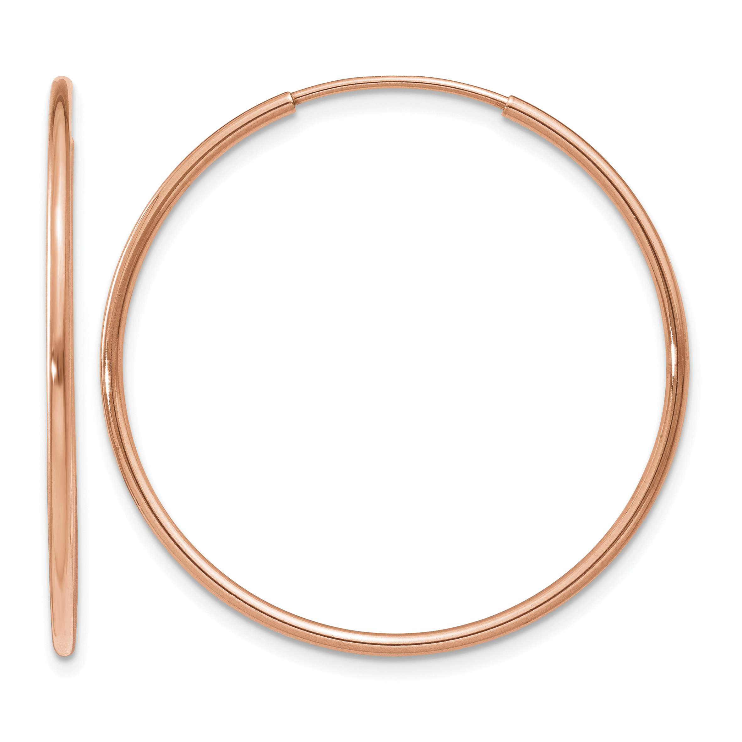 14k Rose Gold 1.2mm Polished Endless Hoop Earrings (XY1238)