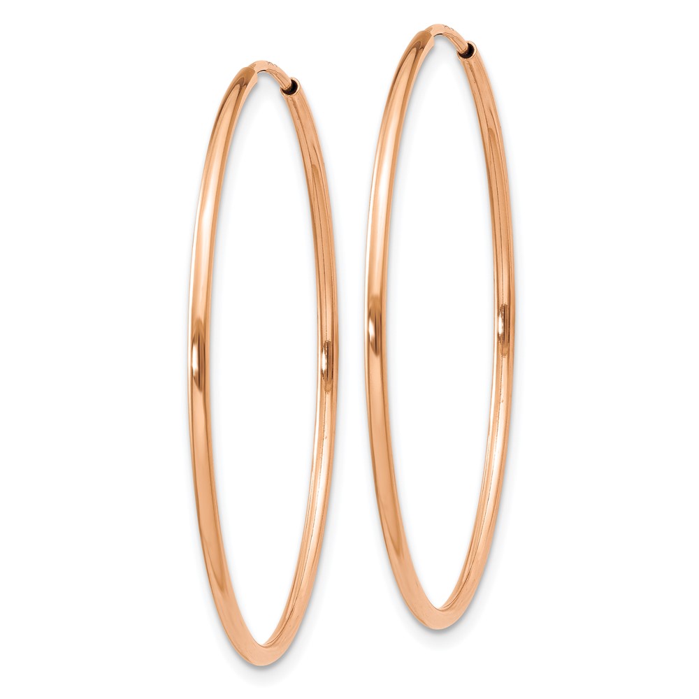 14k Rose Gold 1.2mm Polished Endless Hoop Earrings (XY1239)
