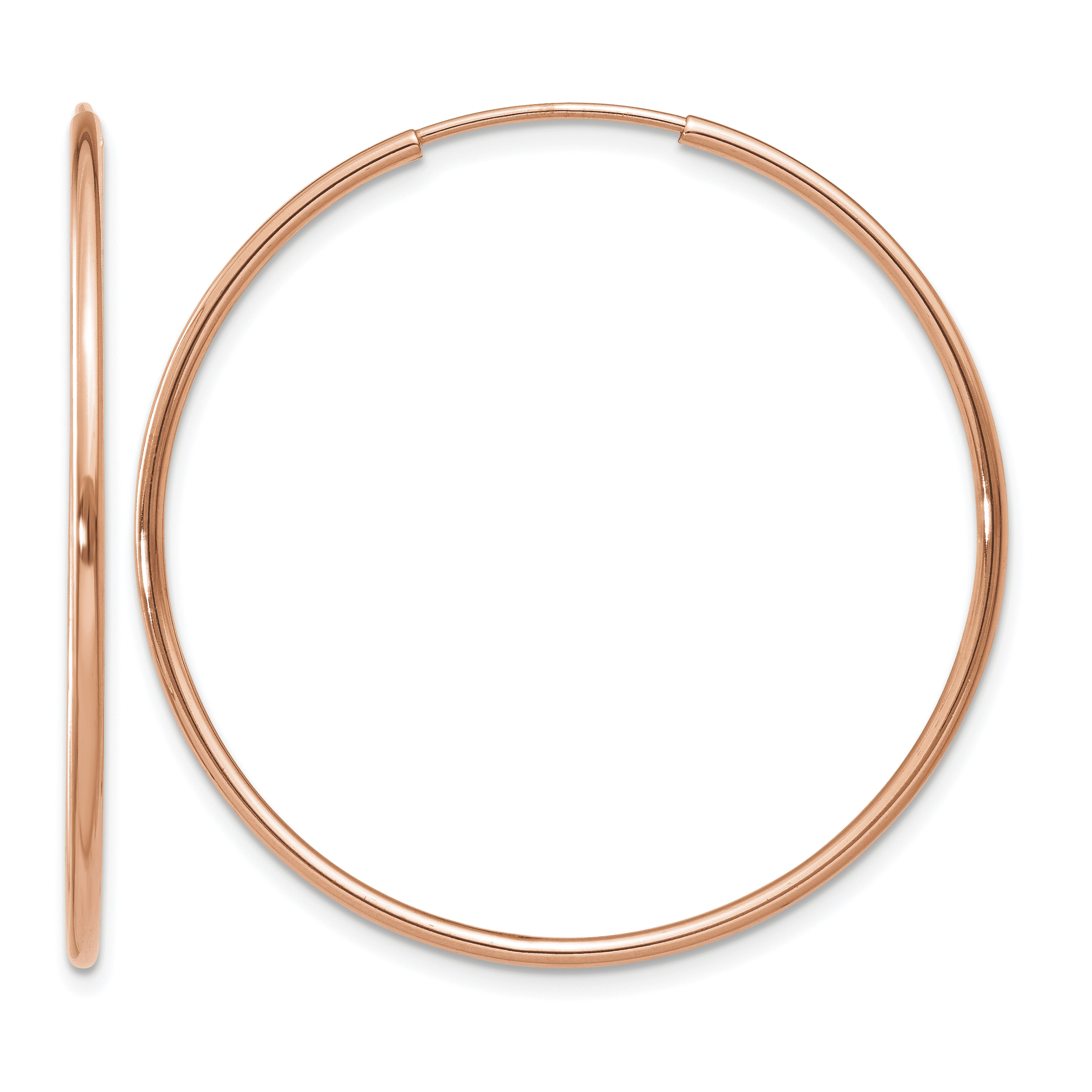 14k Rose Gold 1.2mm Polished Endless Hoop Earrings (XY1239)
