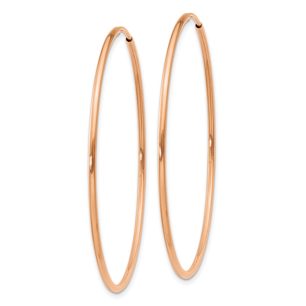 14k Rose Gold 1.2mm Polished Endless Hoop Earrings (XY1240)