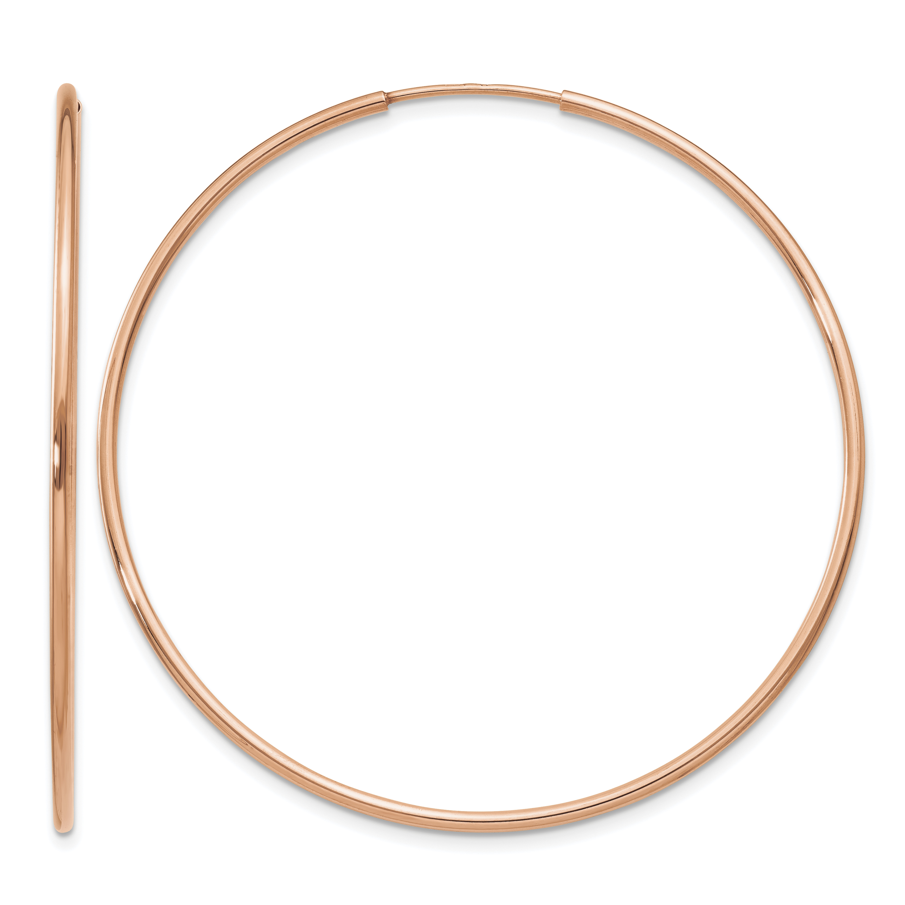 14k Rose Gold 1.2mm Polished Endless Hoop Earrings (XY1241)