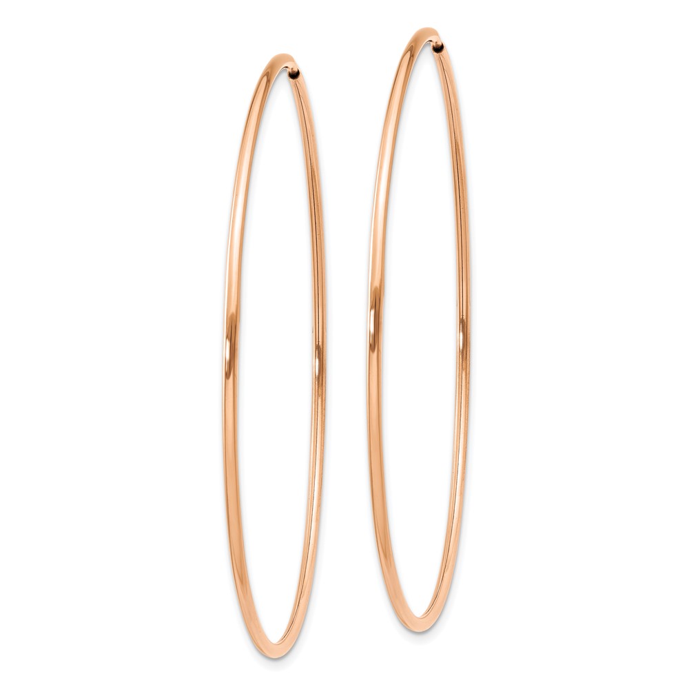 14k Rose Gold 1.2mm Polished Endless Hoop Earrings (XY1242)
