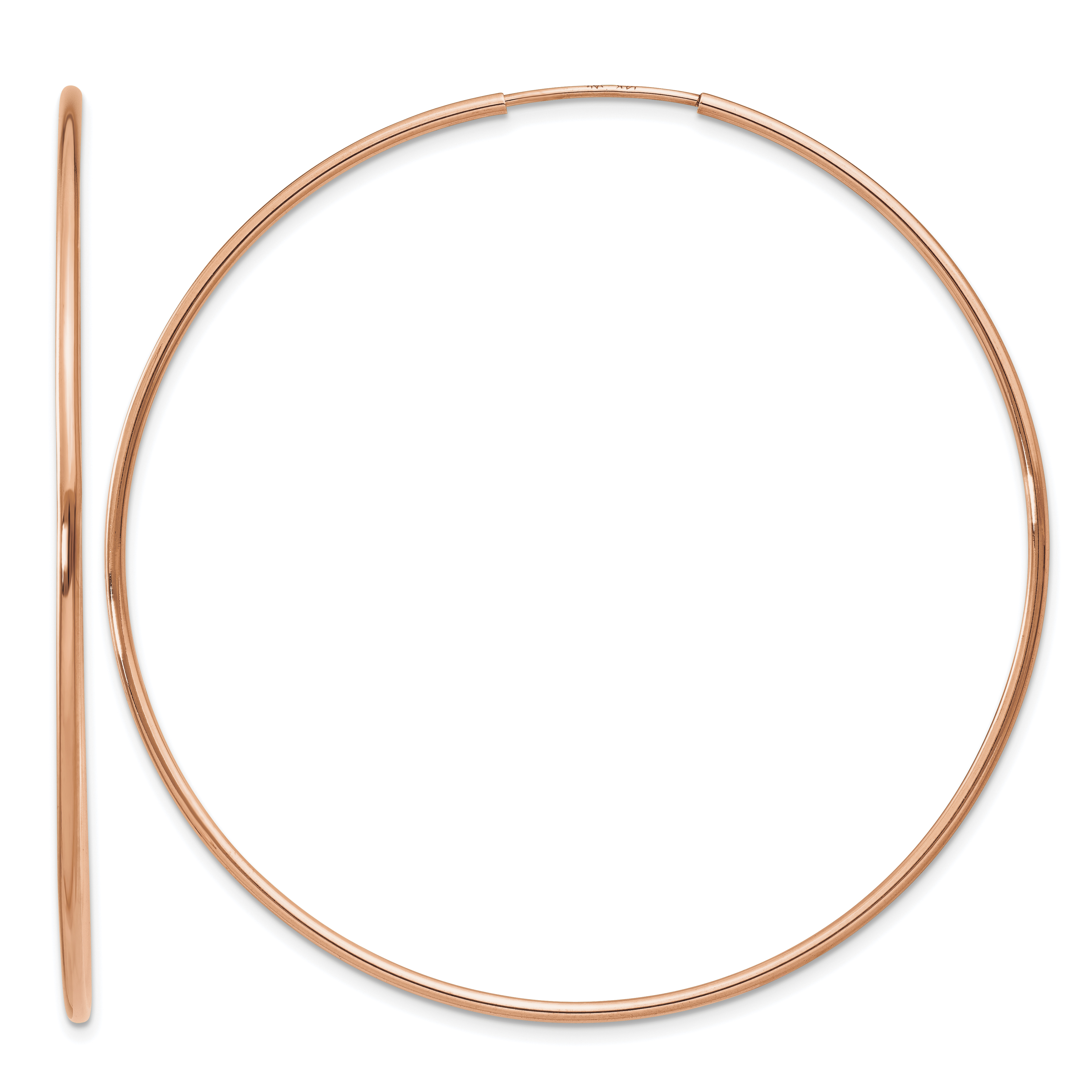14k Rose Gold 1.2mm Polished Endless Hoop Earrings (XY1242)