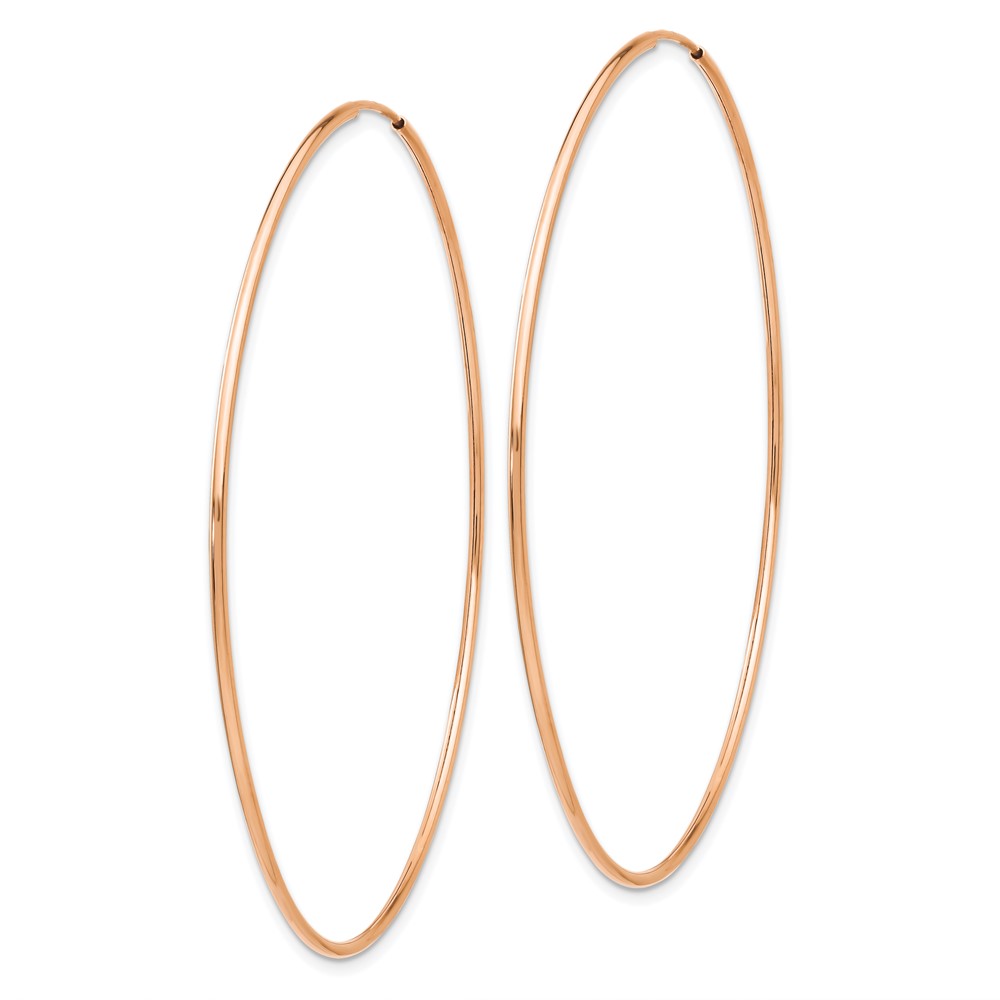 14k Rose Gold 1.2mm Polished Endless Hoop Earrings (XY1244)