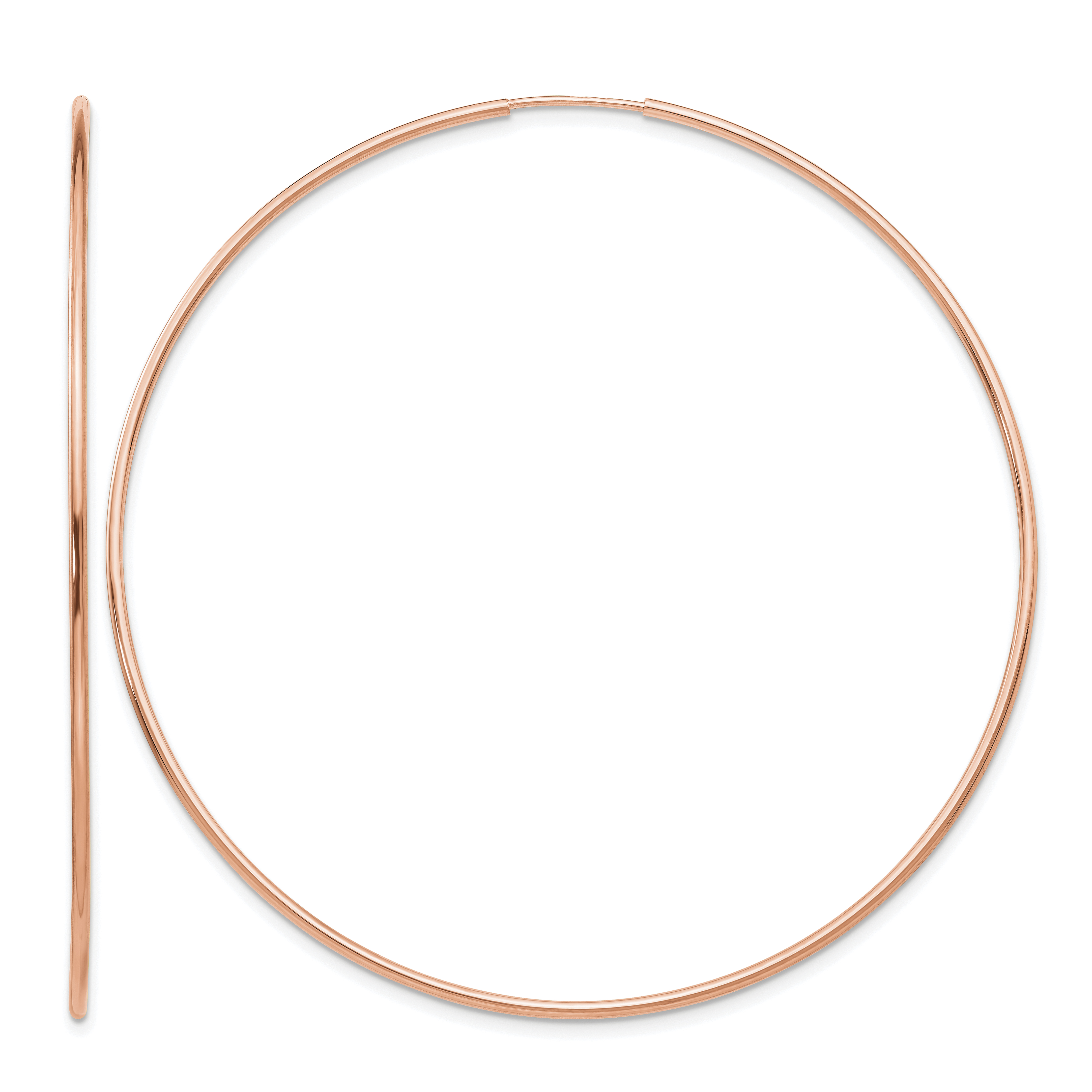 14k Rose Gold 1.2mm Polished Endless Hoop Earrings (XY1244)