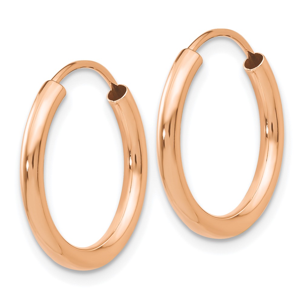 14k Rose Gold Polished Round Endless 2mm Hoop Earrings (XY1247)
