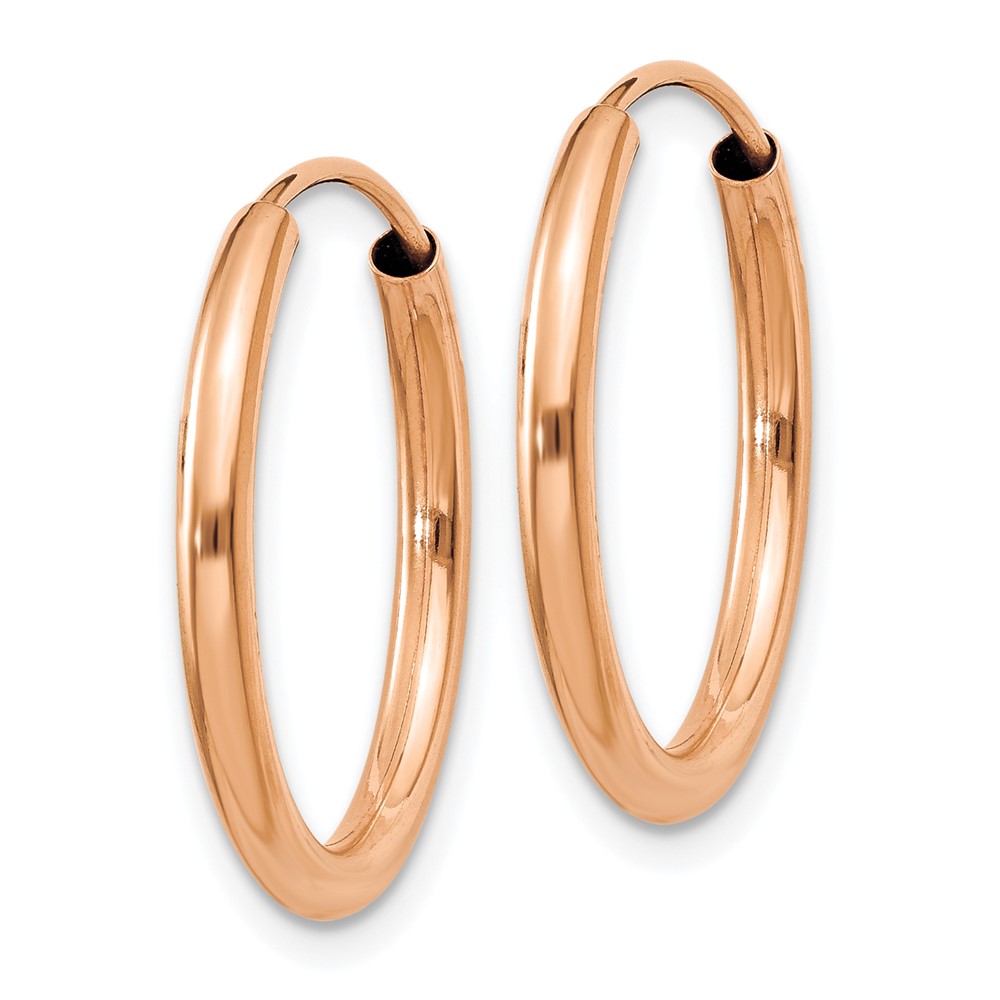 14k Rose Gold Polished Round Endless 2mm Hoop Earrings (XY1248)