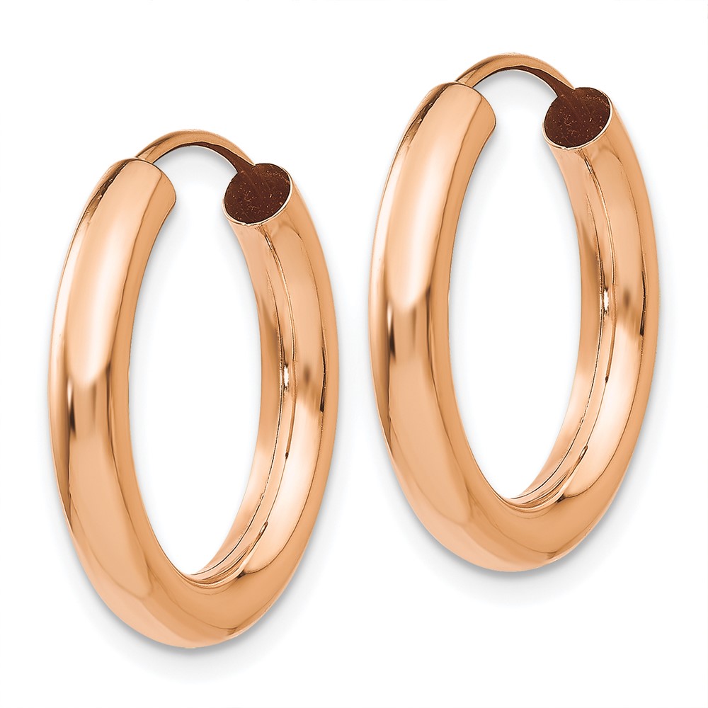14k Rose Gold Polished Endless Tube Hoop Earrings (XY1251)