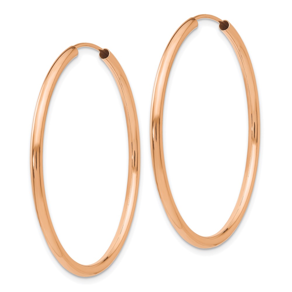 14k Rose Gold Polished Endless 2mm Hoop Earrings (XY1254)