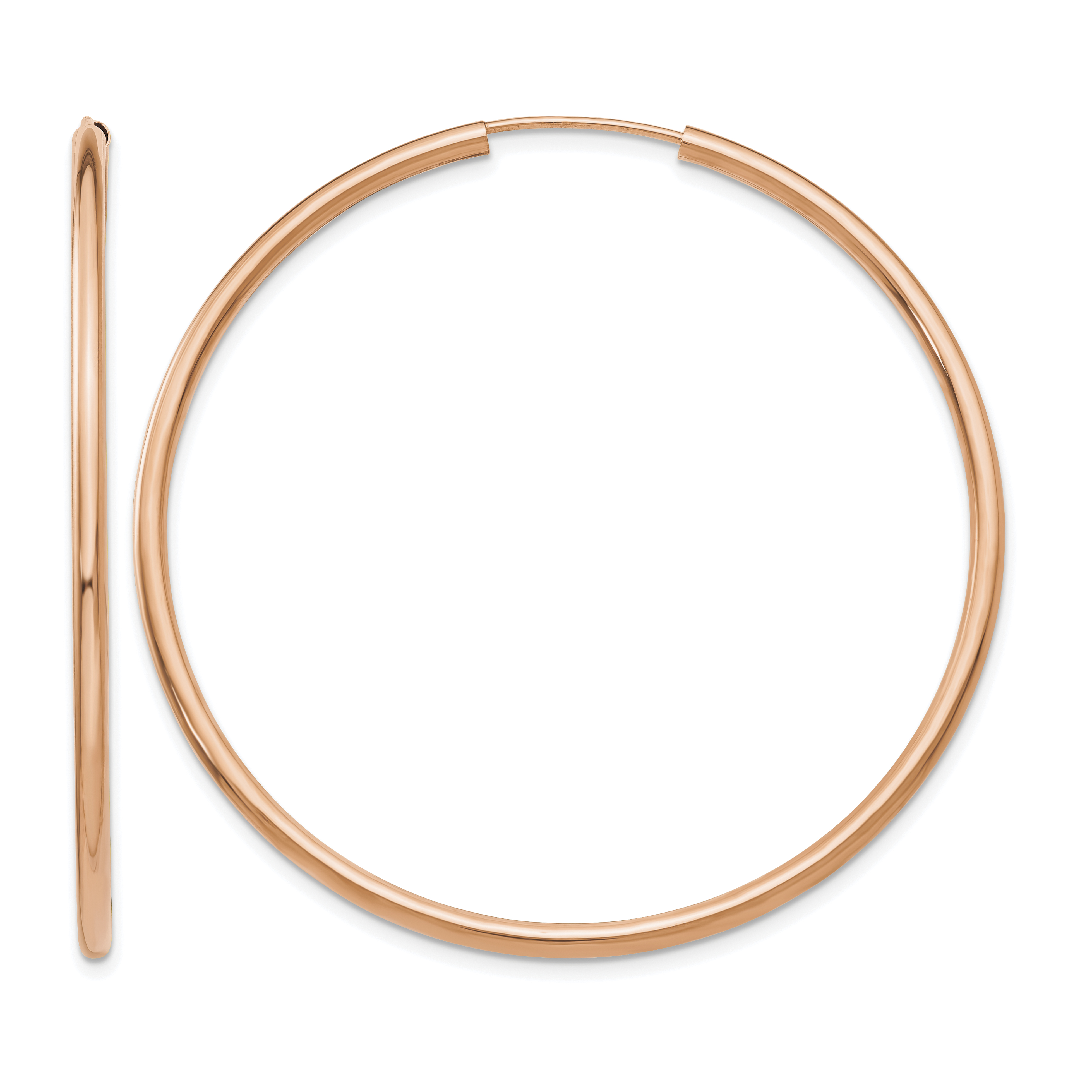 14k Rose Gold Polished Endless 2mm Hoop Earrings (XY1255)