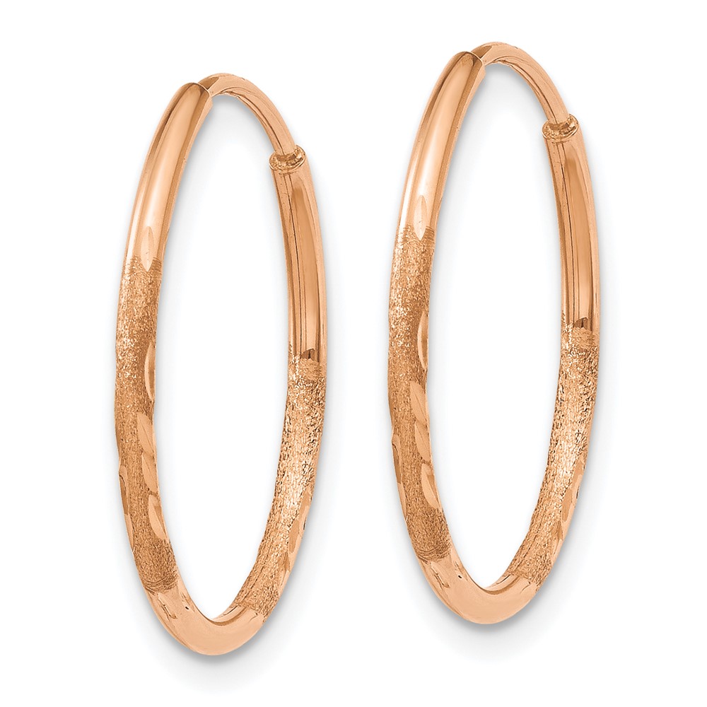 14k Rose Gold 1.25mm Diamond-cut Endless Hoop Earring (XY1256)