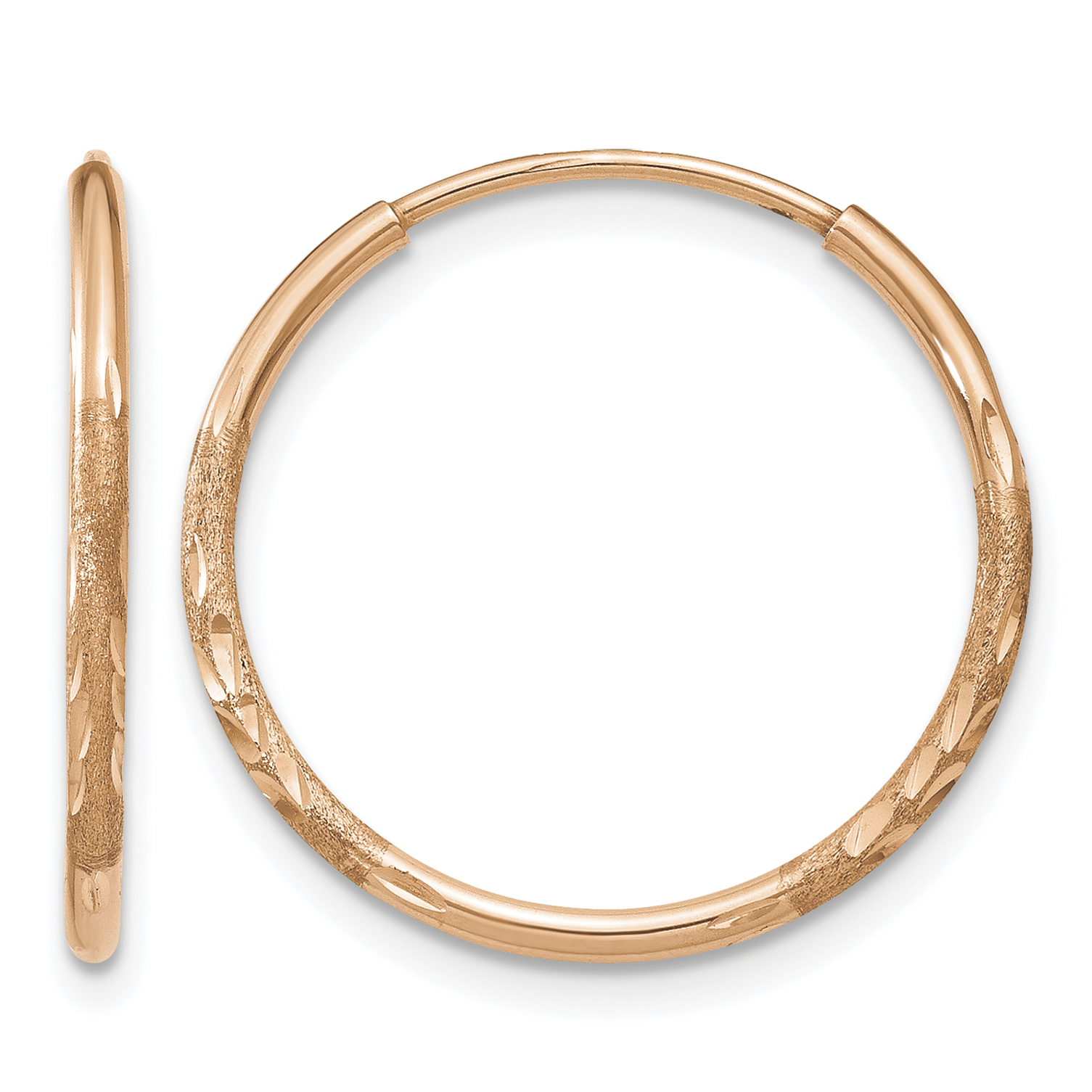 14k Rose Gold 1.25mm Diamond-cut Endless Hoop Earring (XY1256)