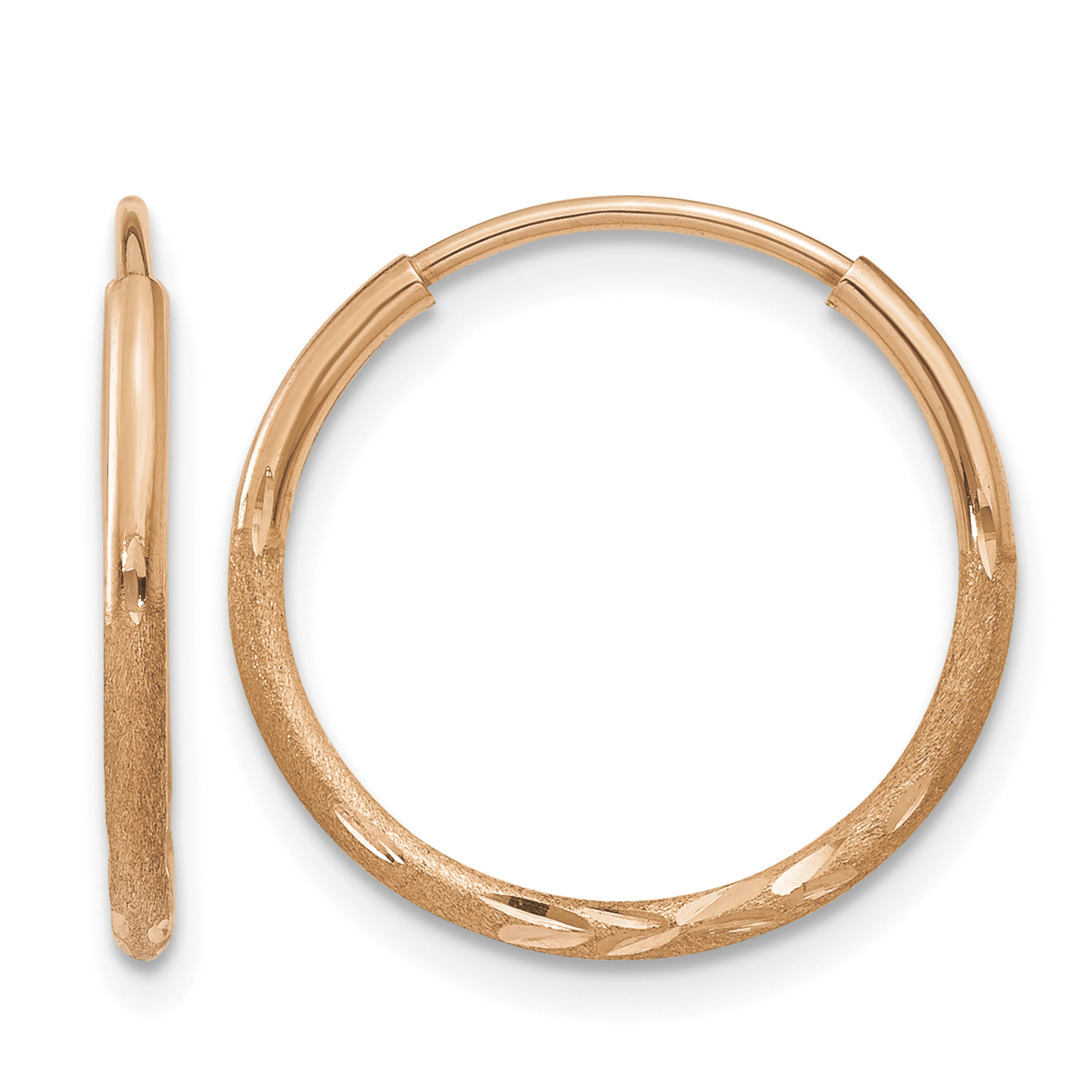 14k Rose Gold 1.25mm Diamond-cut Endless Hoop Earring (XY1257)