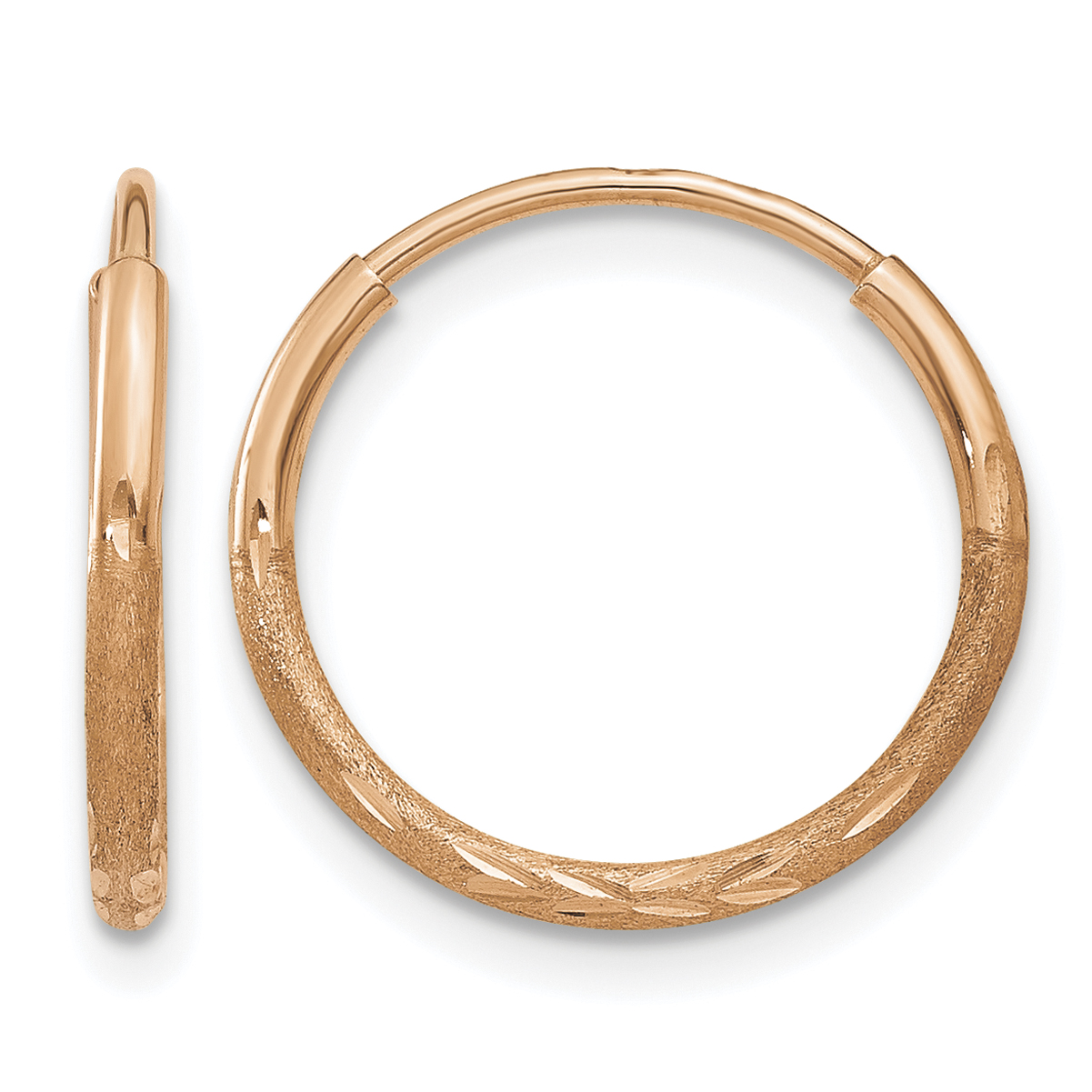 14k Rose Gold 1.25mm Diamond-cut Endless Hoop Earring (XY1258)