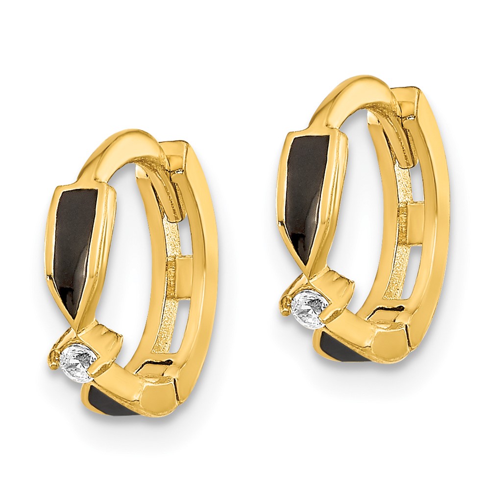 14K Polished Black Onyx Hoop Earrings (XY1261)