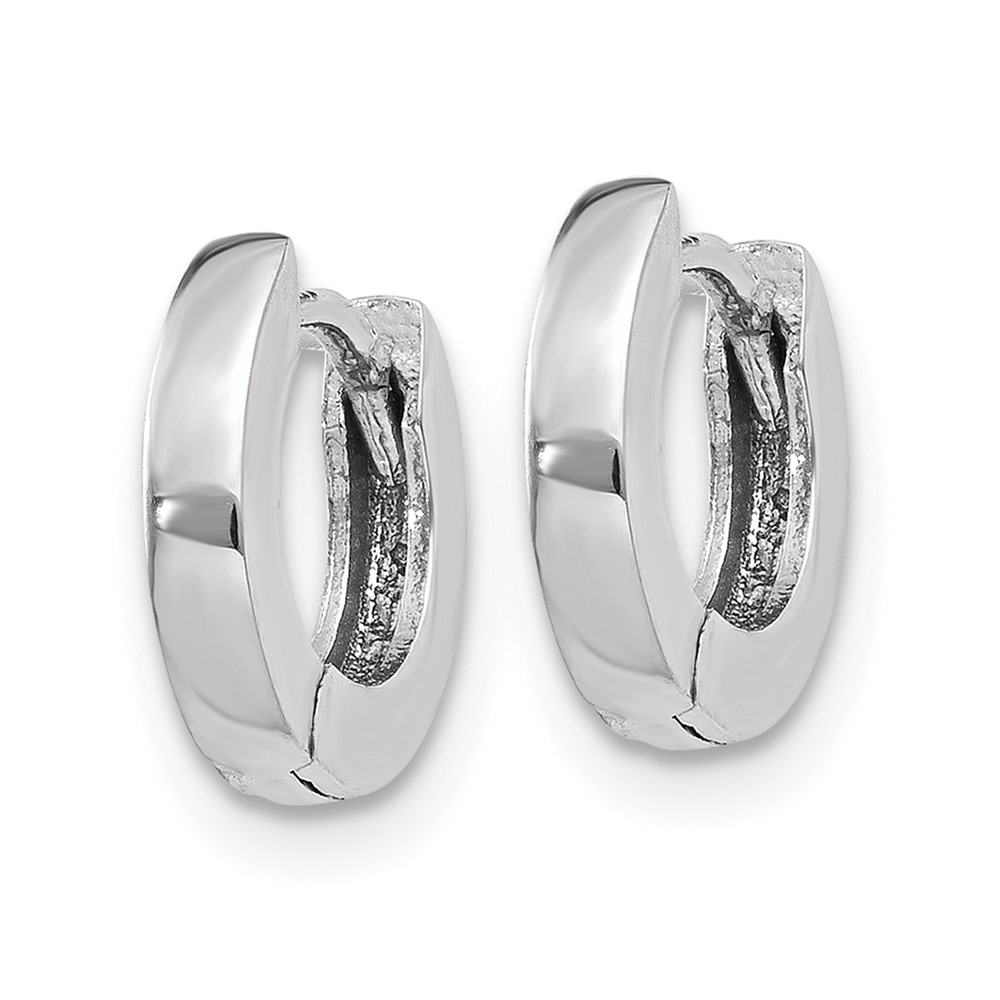 14k White Gold Polished Round Hinged Hoop Earrings (XY191)