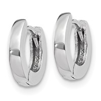 14K White Gold Polished Round Hinged Hoop Earrings view 2