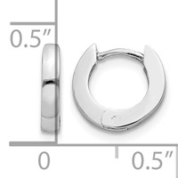 14K White Gold Polished Round Hinged Hoop Earrings view 4