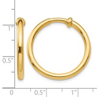 14K Yellow Gold 2.5x 20mm Polished Tube Hoop Non-pierced Earrings view 4