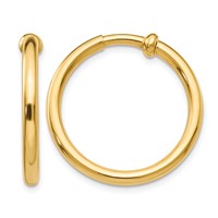 14K Yellow Gold 2.5x 20mm Polished Tube Hoop Non-pierced Earrings view 1