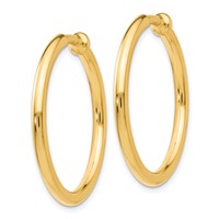 14K Yellow Gold 2.5x 25mm Polished Tube Hoop Non-pierced Earrings view 2