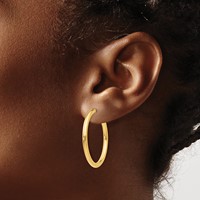 14K Yellow Gold 2.5x 25mm Polished Tube Hoop Non-pierced Earrings view 3