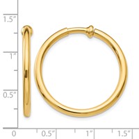 14K Yellow Gold 2.5x 25mm Polished Tube Hoop Non-pierced Earrings view 4