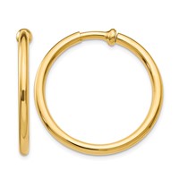 14K Yellow Gold 2.5x 25mm Polished Tube Hoop Non-pierced Earrings view 1