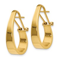 14K Yellow Gold 6x 22mm Polished Tapered J-Hoop Omega Back Post Earrings view 2