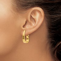 14K Yellow Gold 6x 22mm Polished Tapered J-Hoop Omega Back Post Earrings view 3