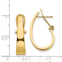 14K Yellow Gold 6x 22mm Polished Tapered J-Hoop Omega Back Post Earrings view 4