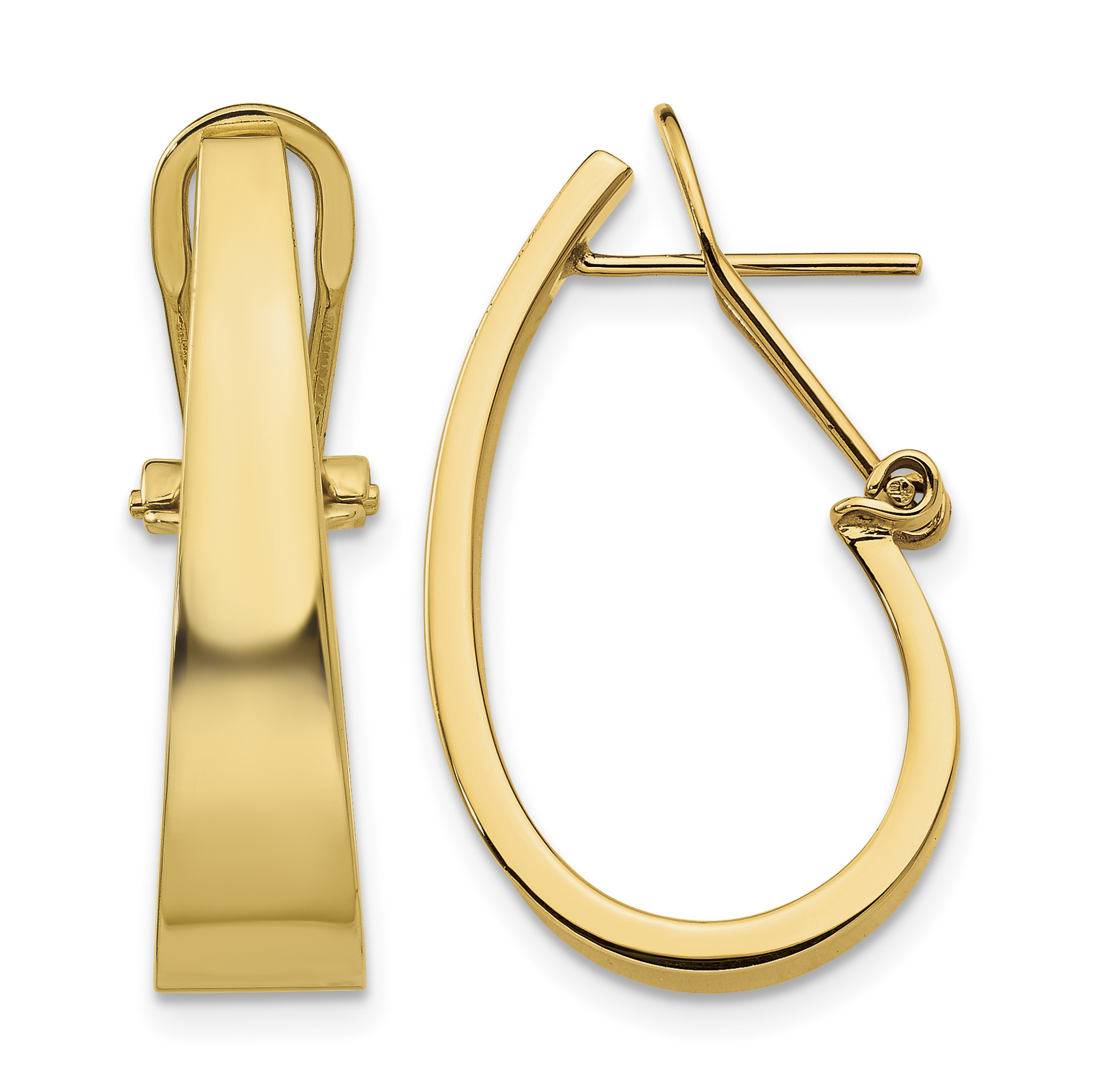 14k Polished J-Hoop Click-in Back Post Earrings (XY608)