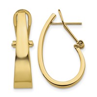 14K Yellow Gold 6x 22mm Polished Tapered J-Hoop Omega Back Post Earrings view 1