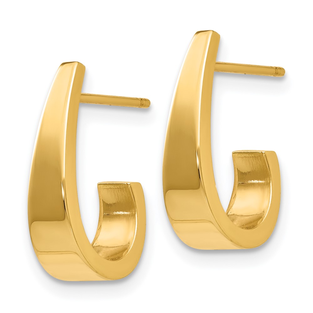 14k Small Polished J Hoop Earrings (XY610)