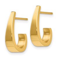 14K Yellow Gold Small Polished J Hoop Earrings view 2