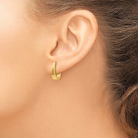 14K Yellow Gold Small Polished J Hoop Earrings view 3