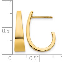 14K Medium Polished J Hoop Earrings view 4