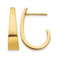 14K Medium Polished J Hoop Earrings view 1