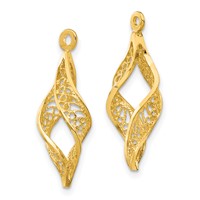 14K Yellow Gold Polished Filigree Swirl Earring Jackets view 2