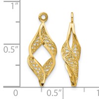 14K Yellow Gold Polished Filigree Swirl Earring Jackets view 3