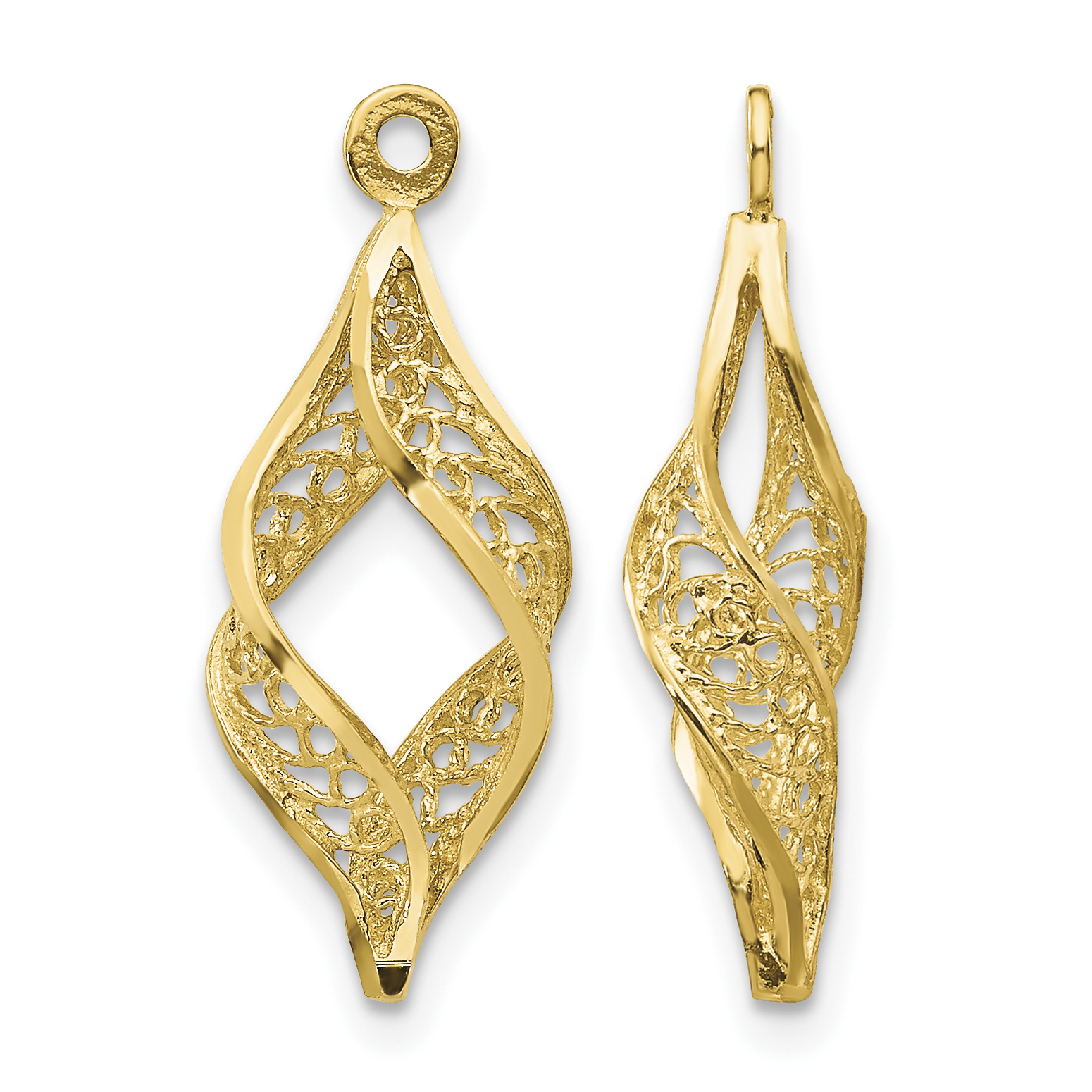 14k Polished Filigree Swirl Earring Jackets (XY656)