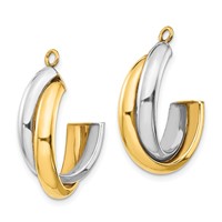 14K Two-tone Polished Double J-Hoop Earring Jackets view 2