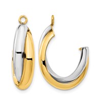 14K Two-tone Polished Double J-Hoop Earring Jackets view 1