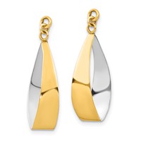 14K and White Rhodium Polished Reversible Oval Hoop Dangle Earring Jackets view 2