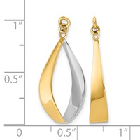 14K and White Rhodium Polished Reversible Oval Hoop Dangle Earring Jackets view 3