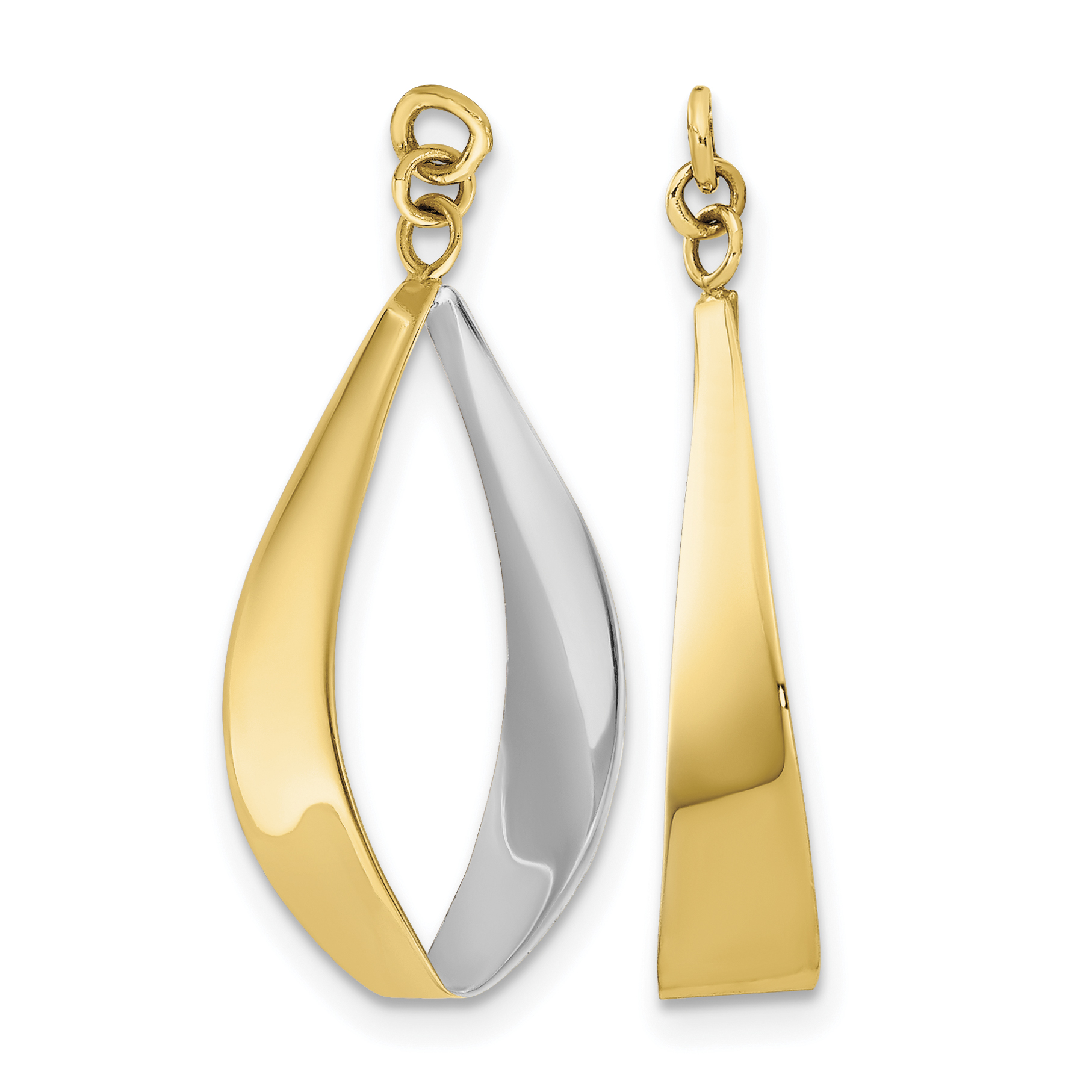 14k Polished & Rhodium Reversible Dangle Earring Jackets (XY661)